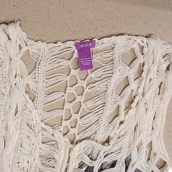 Olivia M. Ombre Three-Tone Crocheted Vest With fringe - Size M - Picture 10 of 11